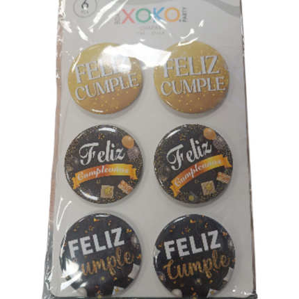 Set de Chapas "Feliz Cumpleaños" Xoko - 6uds