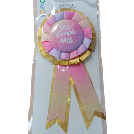 Medalla "Feliz Cumpleaños" Multicolor - Xoko Party