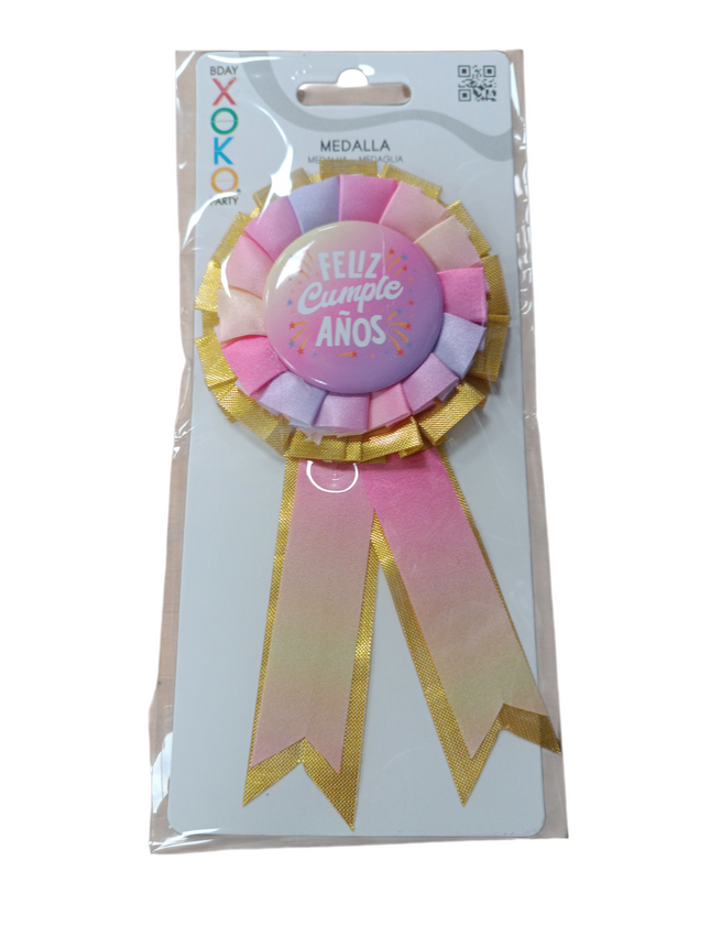 Medalla "Feliz Cumpleaños" Multicolor - Xoko Party