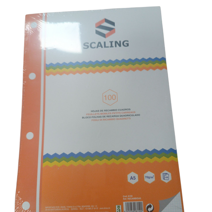 Recambio de Hojas Scaling A5 Cuadriculadas (100 hojas)