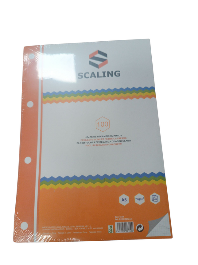 Recambio de Hojas Scaling A5 Cuadriculadas (100 hojas)