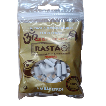 Bolsa Boquillas Biodegradables 120 UNDS 6MM + Librito 78MM Rasta