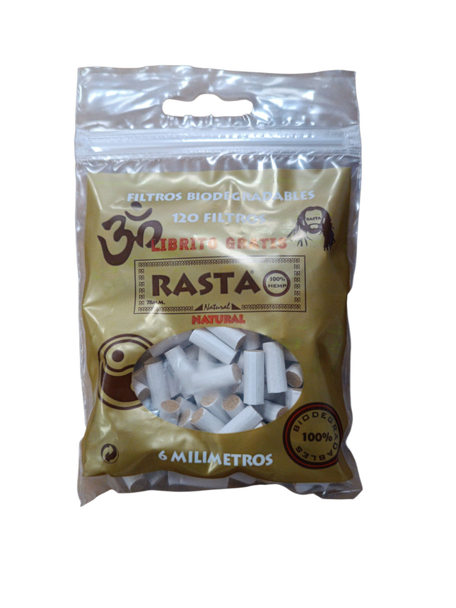 Bolsa Boquillas Biodegradables 120 UNDS 6MM + Librito 78MM Rasta