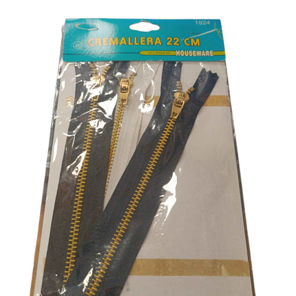 Pack de 3 Cremalleras Xushi - (2 Negras + 1 Blanca)