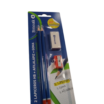 Set de Escritura Bismark (2 Lápices HB + Goma + Sacapuntas)