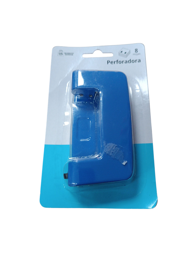Perforadora Market Suprem Metálica Azul – 8 Hojas