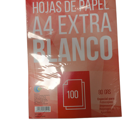 Hojas de Papel A4 Extra Blanco (80 g/m²) – Pack de 100 unidades