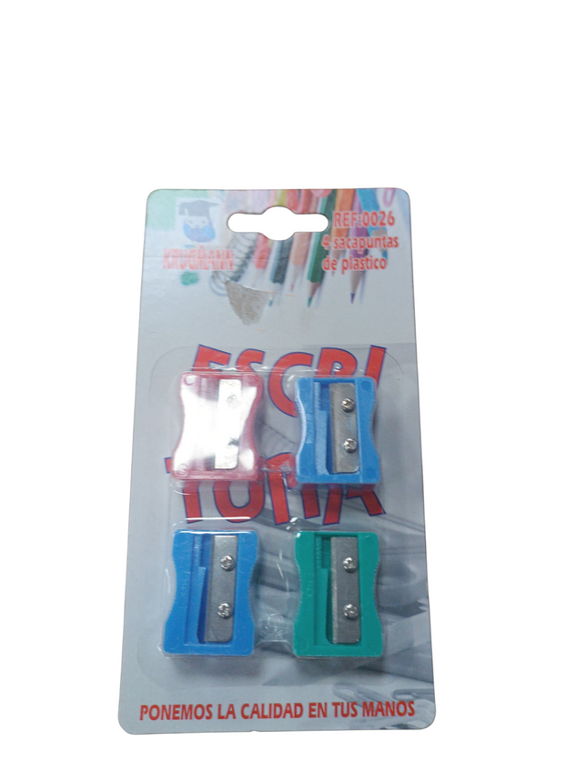 Pack 4 Sacapuntas de Plástico – Escriba y Toma