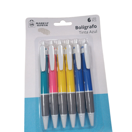 Bolígrafos Tinta Azul – Pack 6 uds