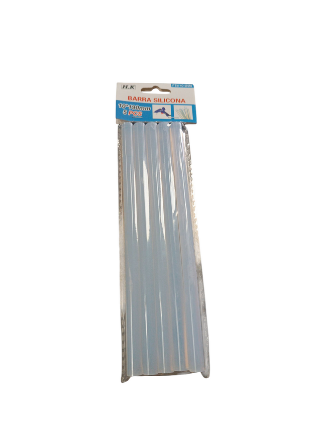 Barras de Silicona Transparente 10x190 mm (Pack 5 unidades)