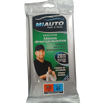 Toallitas Desengrasantes para Manos con Aloe Vera Brevia - 20uds