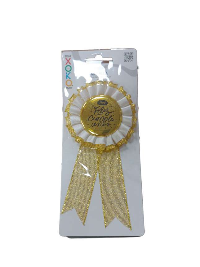 Medalla Feliz Cumpleaños Dorada - Xoko Party