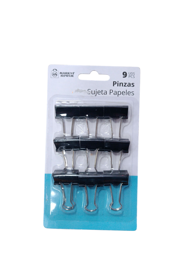 Pack de 9 Pinzas Sujetapapeles Market Suprem