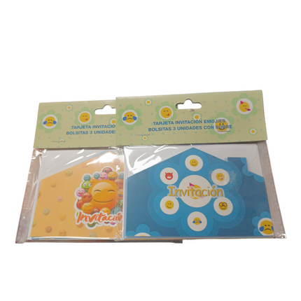 Tarjetas de Invitación con Emoji + Sobres Bismark - 3uds