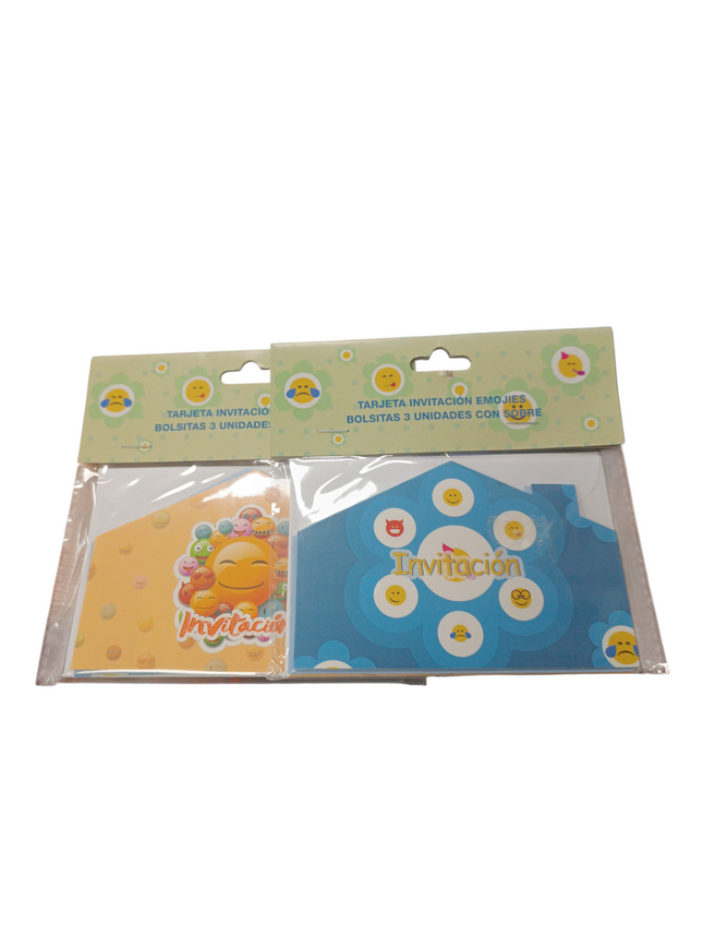 Tarjetas de Invitación con Emoji + Sobres Bismark - 3uds