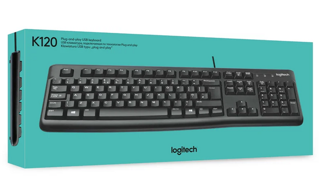 Teclado de Membrana K120 Corded Logitech Conexión USB Plug and Play