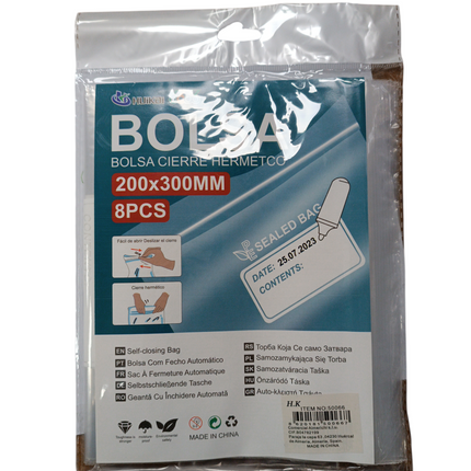 Bolsa De Cierre Hermético 200X300MM 8und H.K