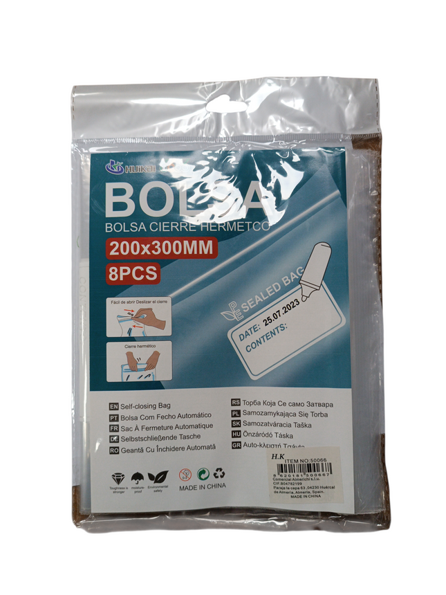 Bolsa De Cierre Hermético 200X300MM 8und H.K