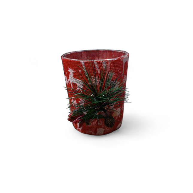 Porta Velas de Navidad Decorado con Renos Gerimport - 8x7cm