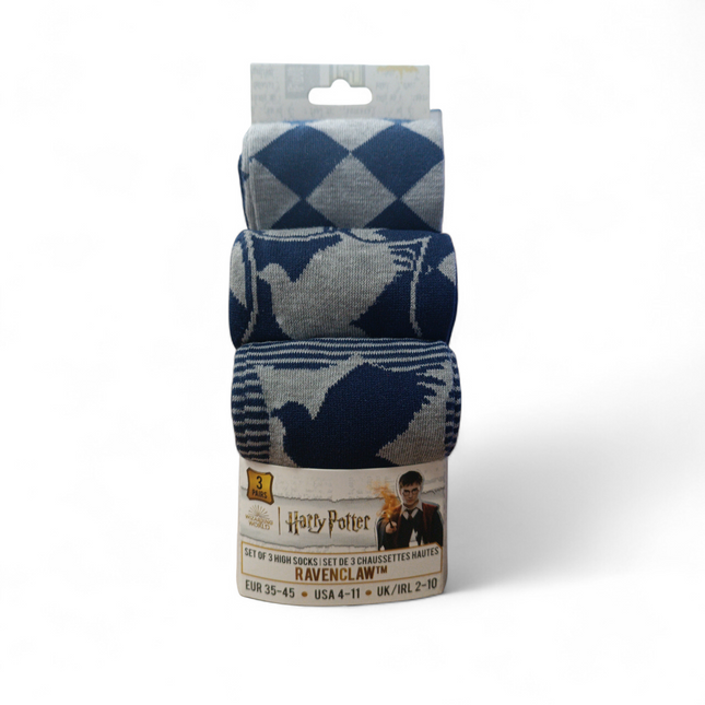 Calcetines de Harry Potter "Ravenclaw" Cinereplicas - 3 Pares (Talla 35-45)