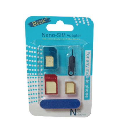 Adaptador para Tarjetas SIM Beisk para Cualquier Telefono - 4uds