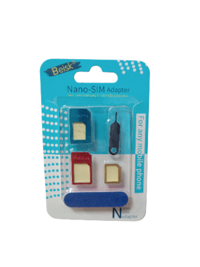 Adaptador para Tarjetas SIM Beisk para Cualquier Telefono - 4uds