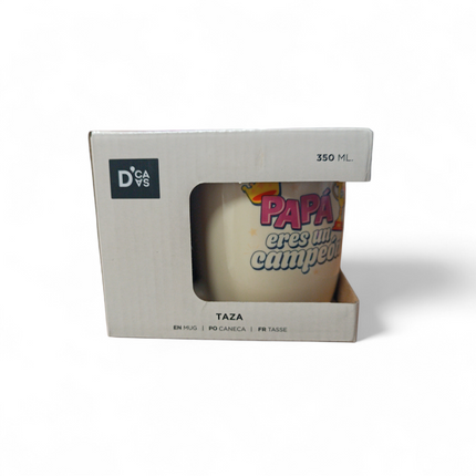 Taza de Cerámica con mensaje "Papá, Eres un Campeón" Dcasa - 350ml