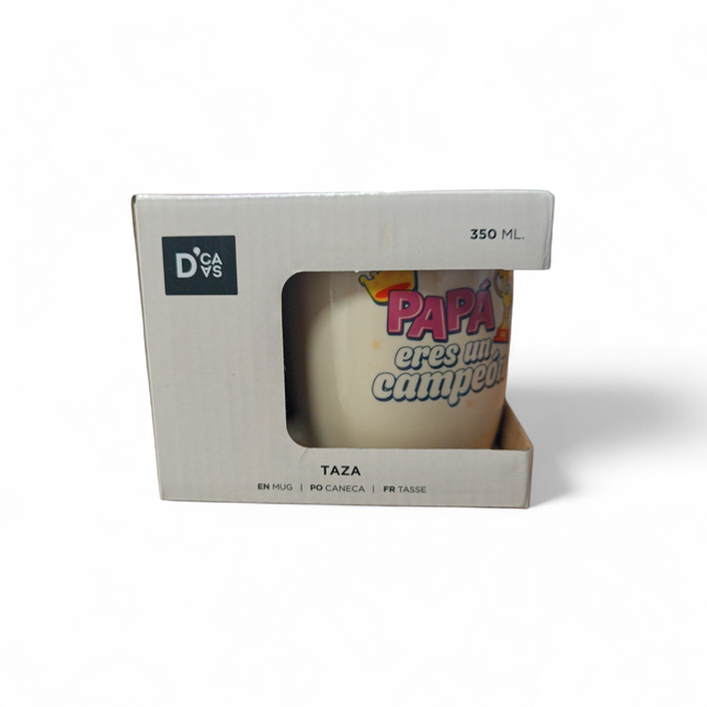 Taza de Cerámica con mensaje "Papá, Eres un Campeón" Dcasa - 350ml