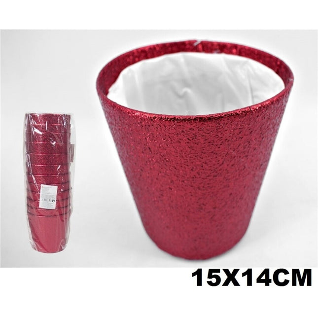 Maceta Decorativa Roja con Acabado Texturizado (15x14 cm)