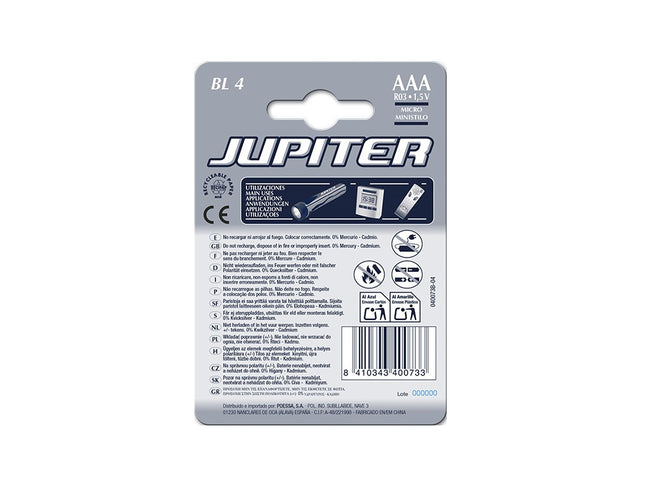 Pilas Alkalinas Jupiter AAA - 1.5V