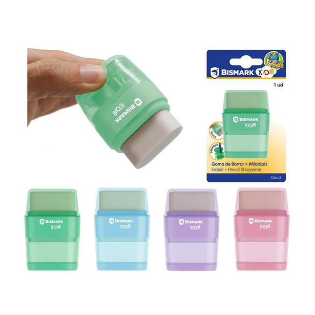 Goma De Borrar + Sacapuntas Doble Color Pastel Bismark