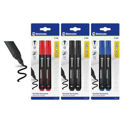 Rotulador Permanente Punta Redonda 2.0MM Pack 2UND Bismark