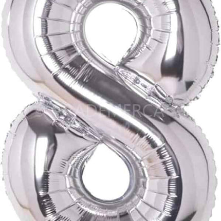 Globo Plateado Nº8 Partilandia - 110cm