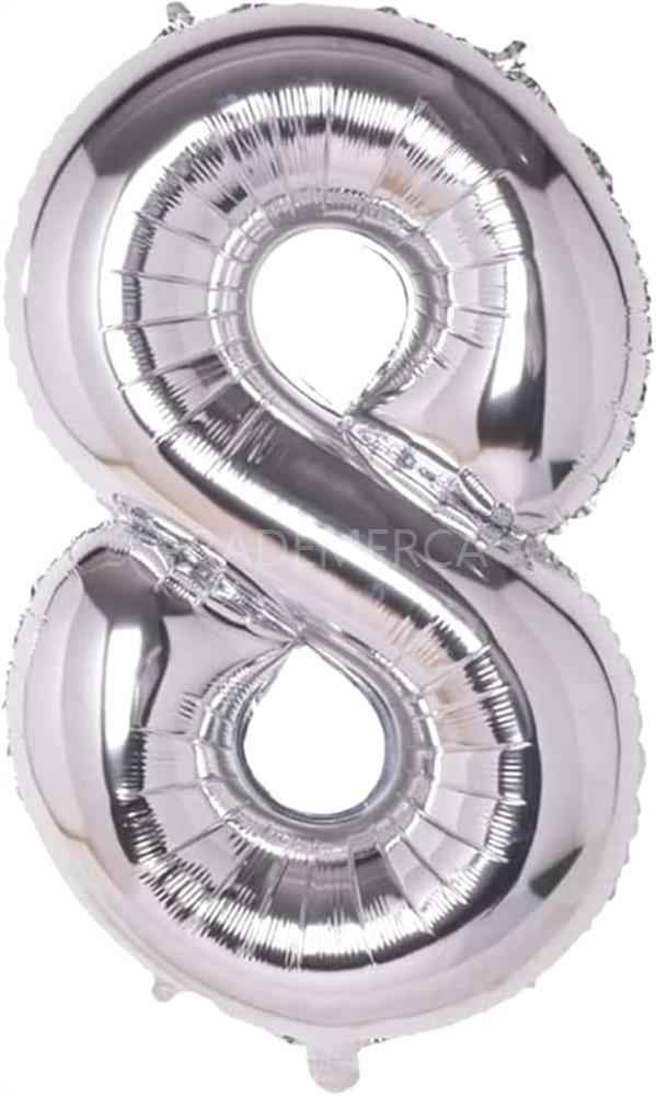 Globo Plateado Nº8 Partilandia - 110cm