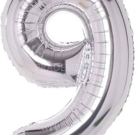 Globo Nº9 Plateado Partilandia - 110cm