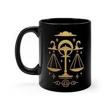 Taza De Cerámica Negra Horóscopo "Libra" - 350ml