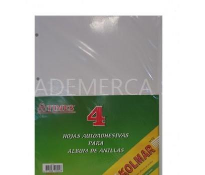 Pack de Hojas Autoadhesivas para Album de Anillas Kolmar - 4uds