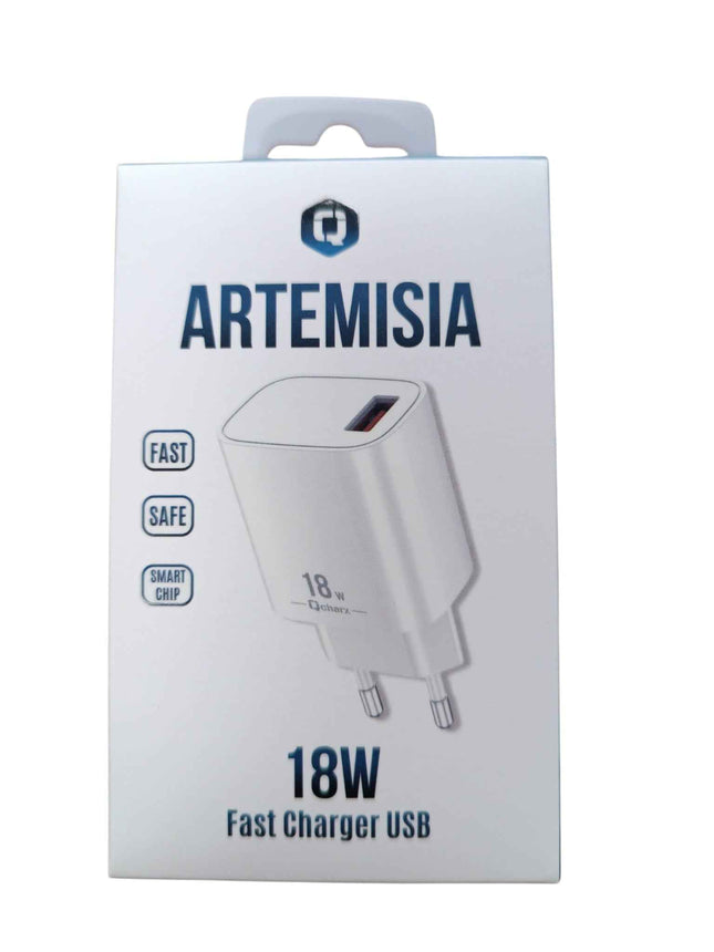 Cargador de Red Qcharz Artemisia 18W USB-A Carga Rápida Blanco