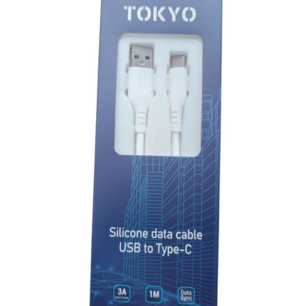 Cable USB a USB-C Tokyo Silicona 1 Metro Carga Rápida 3A Blanco