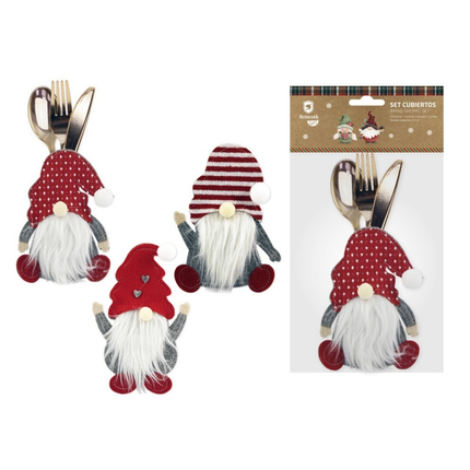 Set de Cubiertos de Plástico con Funda de Gnomo Bismark