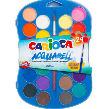 Estuche de Acuarelas en Pastilla Carioca (24 Colores + Pincel)