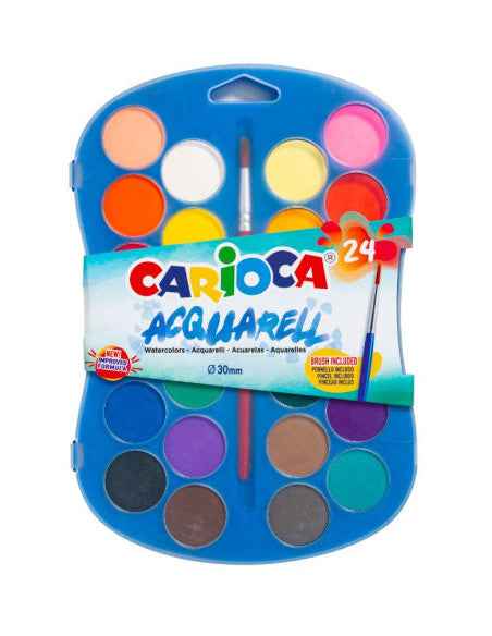 Estuche de Acuarelas en Pastilla Carioca (24 Colores + Pincel)