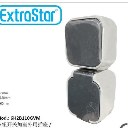 Enchufe con Tapa Externa y Protección ExtraStar - Modelo 6H2B110GVM