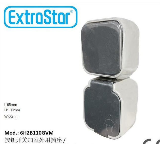 Enchufe con Tapa Externa y Protección ExtraStar - Modelo 6H2B110GVM