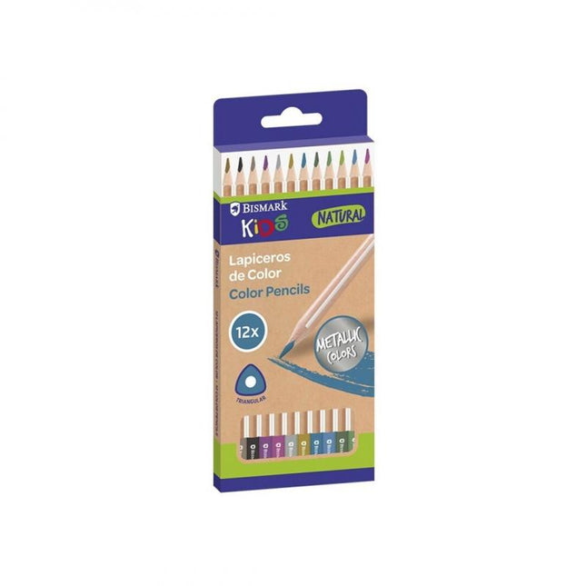 Lápices de Colores Metálicos Bismark Kids (12 Uds, Triangulares)