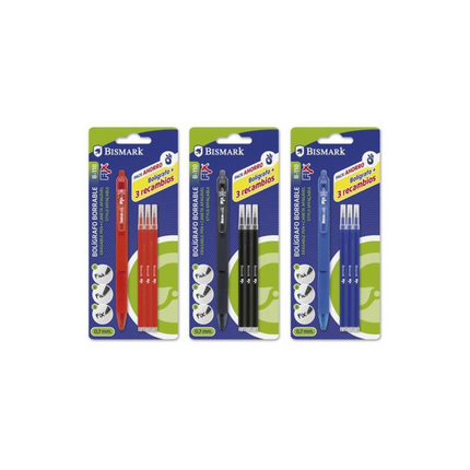 Bolígrafo Borrable Bismark + Recambios de Tinta - 4uds