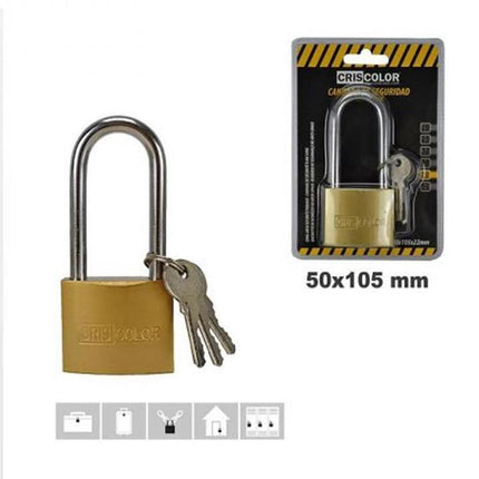 Candado de Seguridad Criscolor Arco Largo 50x105 mm con 3 Llaves