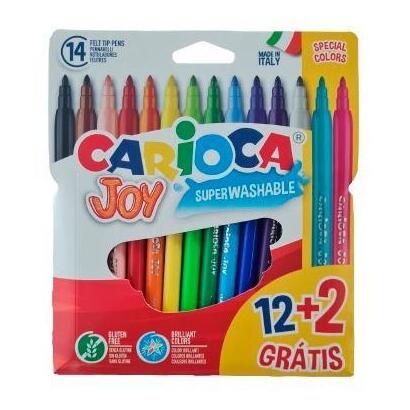 Carioca Joy – Rotuladores Superlavables 12+2 Gratis (14 Colores Surtidos)