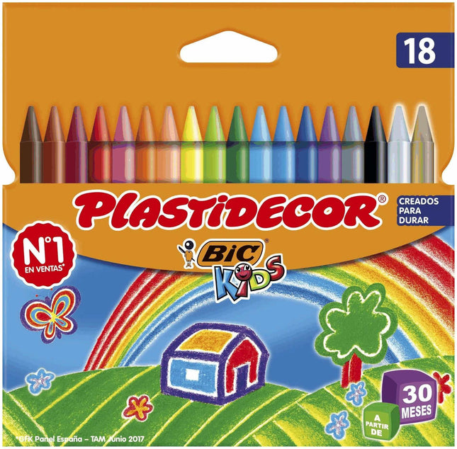 Ceras de Colores Plastidecor BicKids 18 - 24 Colores - Bubaa