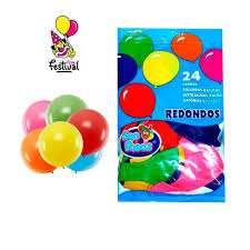 Pack de Globos Multicolor Redondos Festival, 24 unidades, colores brillantes, ideal para celebraciones.